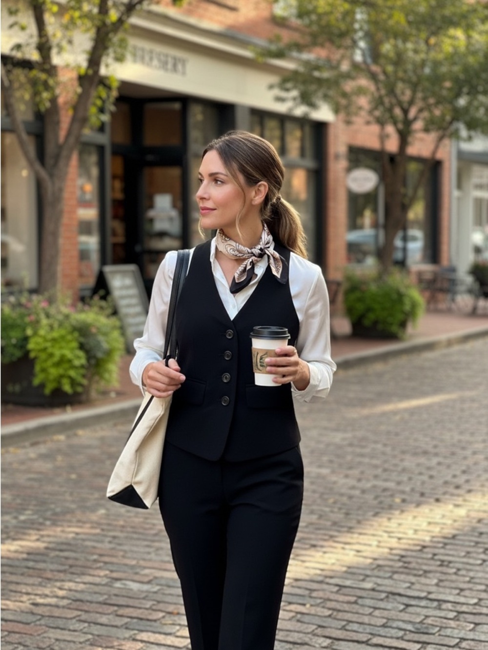 INC Black Corset-Back Tailored Vest Structured Button Front XS